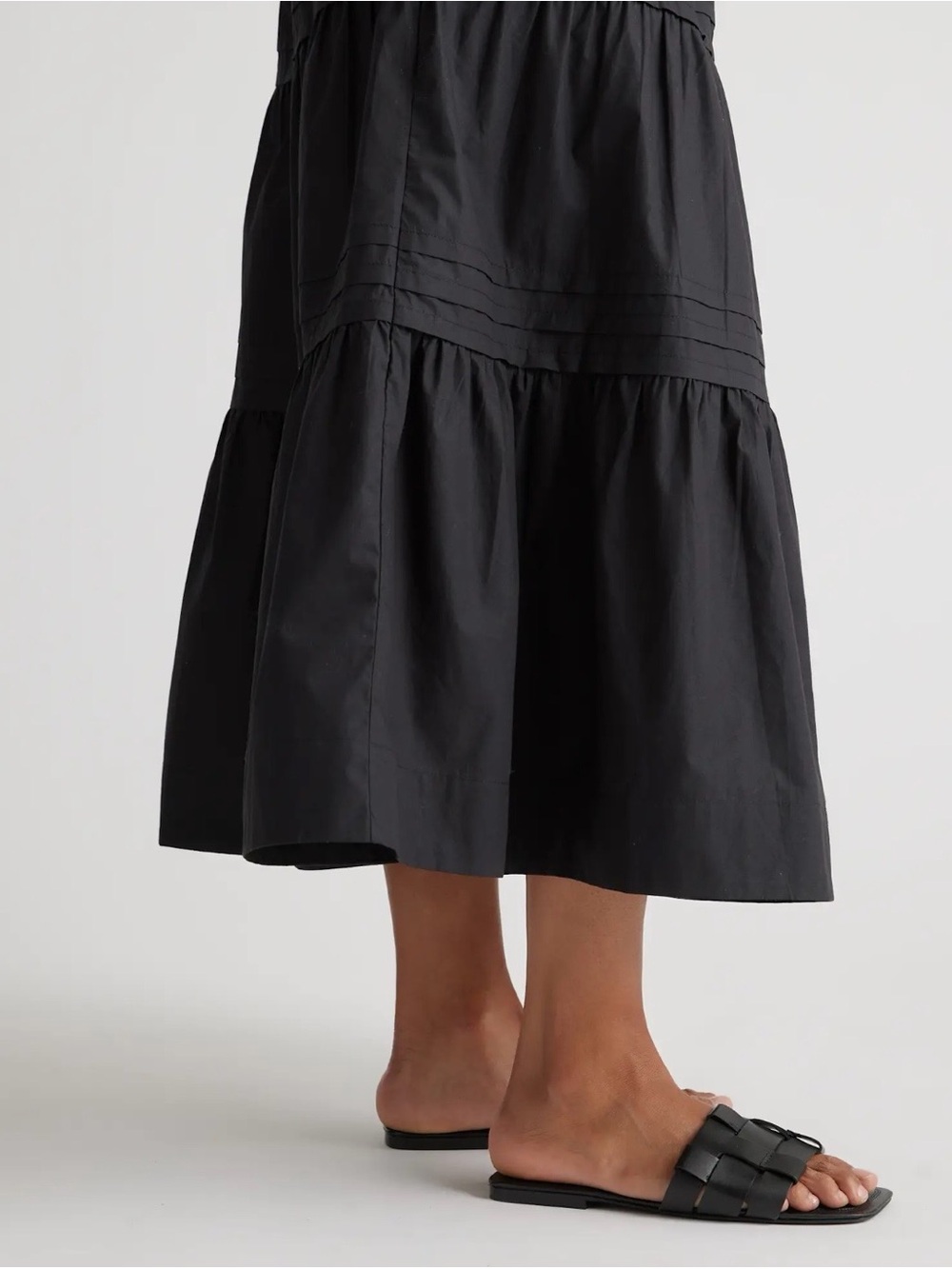 Quince Organic Cotton Poplin Tiered Maxi Skirt – Black XS Regular - Like New - Picture 5 of 9